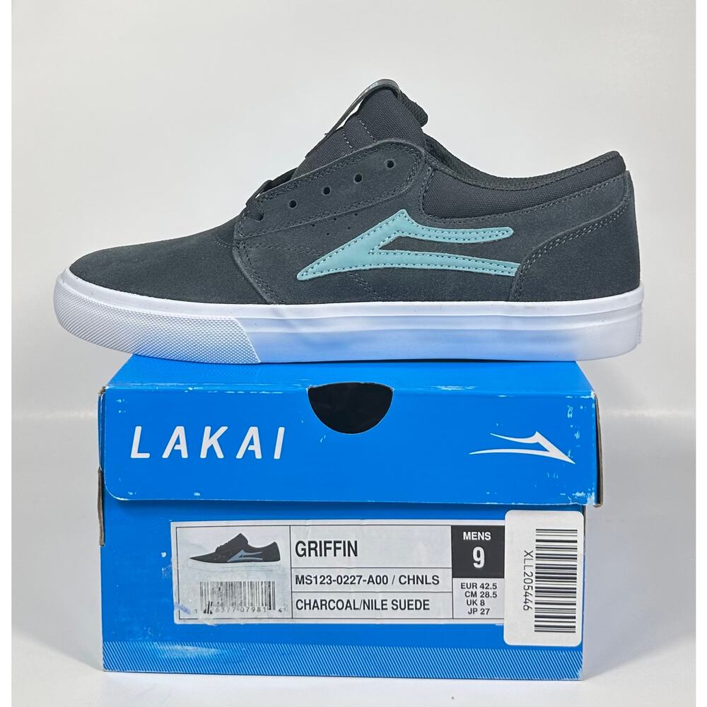 Lakai Griffin Men’s Skate Shoes Size 9 Charcoal/Nile Suede | New in Box